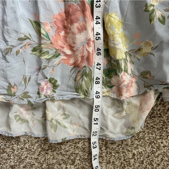 Yumi Kim Tinley Dress Blue Pink Floral Tie Strap Ruffle Midi Dress 10 Wedding - Picture 10 of 13